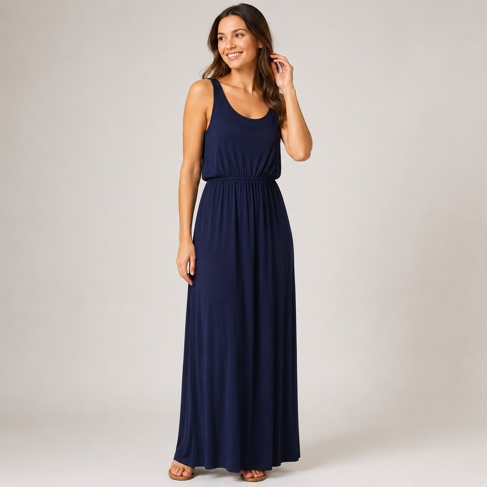 Felicity & Coco Navy Maxi‎ Dress XS Sleeveless Elastic Waist Resort Cover Up